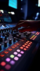 Knobs of a music mixer close-up