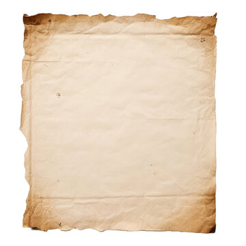 Blank old paper isolated on white or transparent background