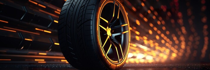 car tire banner design with copy space - obrazy, fototapety, plakaty