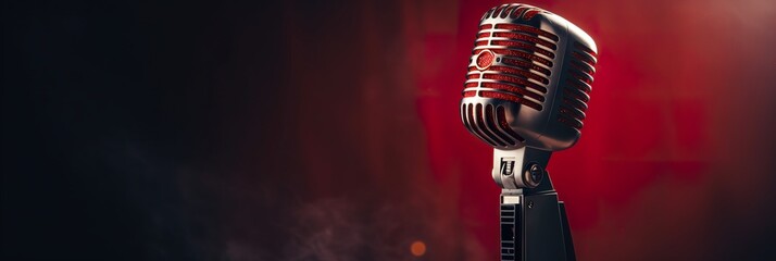 microphone banner design with copy space