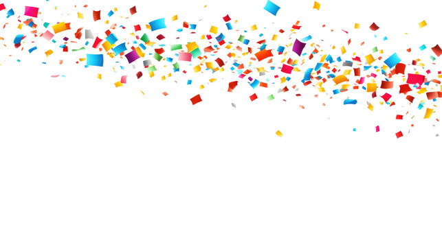 Colorful confetti isolated on white or transparent background