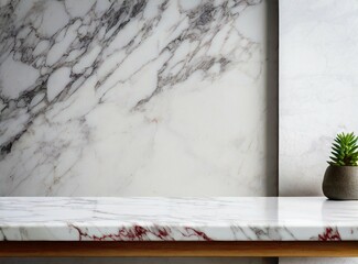 Empty marble shelf/table background for product display, with copy space. Space for text, design, logo, graphic design.