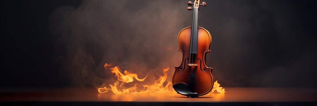 violin music banner design with copy space