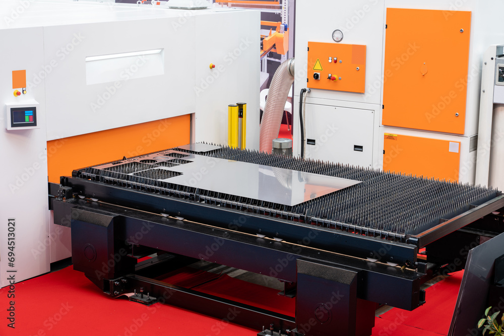 Poster automatic machine for cutting metal. smart factory.