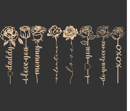 Rose Flower Laser Cut Bundle Design 