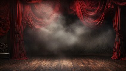 赤いカーテンのステージ,Red Curtain Stage,Generative AI	