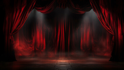 赤いカーテンのステージ,Red Curtain Stage,Generative AI	