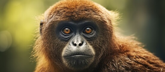 The South American ape, known as the Common Woolly Monkey, is found in Colombia, Ecuador, Peru, Bolivia, Brazil, and Venezuela, residing in the Amazon rainforest. - obrazy, fototapety, plakaty