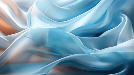  a close up of a blue and white cloth with a blurry image of the fabric blowing in the wind.