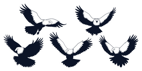 American Eagle Bird Silhouettes Vector art