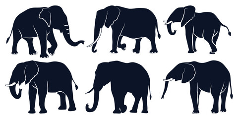 Animal Elephant silhouettes vector art - obrazy, fototapety, plakaty