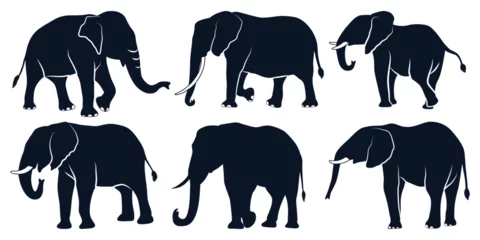 Foto op Aluminium Animal Elephant silhouettes vector art © Adopik