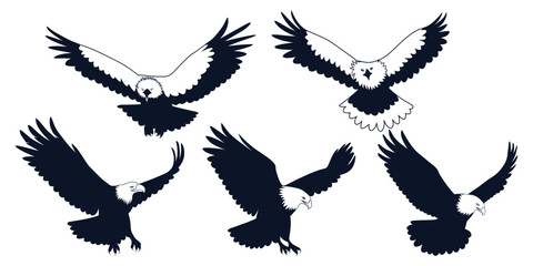 American Eagle Bird Silhouettes Vector art