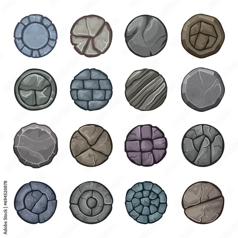 Poster round hatches. cartoon round ui templates recent vector hatches set isolated