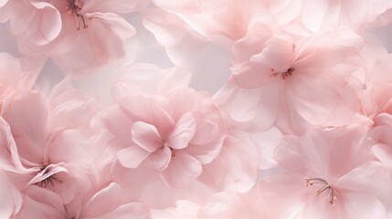  a bunch of pink flowers that are on a white and pink background that looks like they are floating in the air.