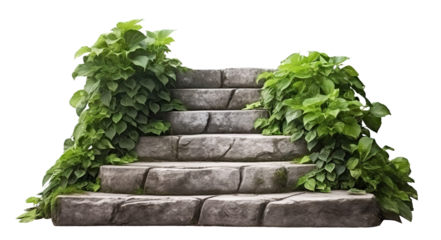 Stone steps surrounded by lush greenery, cut out