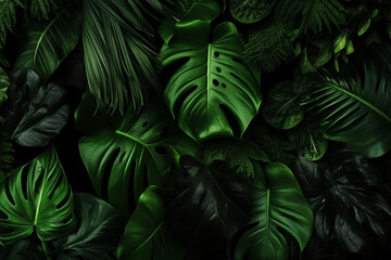 抽象的な緑の葉のテクスチャ、自然の背景、熱帯の葉,Abstract green leaves texture, nature background, tropical leaves,Generative AI - obrazy, fototapety, plakaty