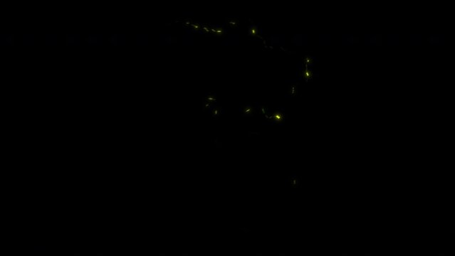 Rendering 3D animation, map of ukraine, fall of the russian empire model on a black background