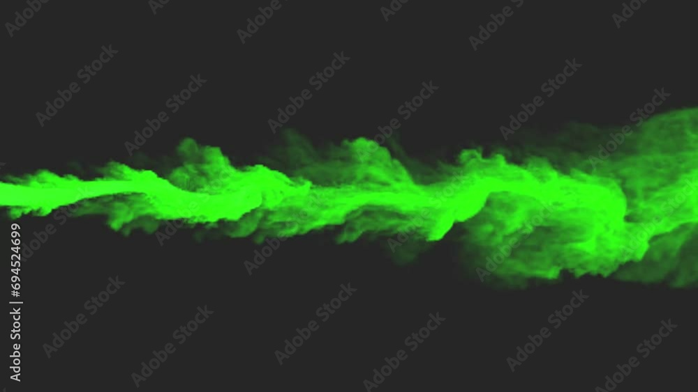 Poster Green toxic stream of smoke. Rendering simulation. Footage animation for intro.