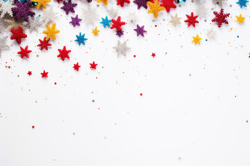 Colorful Christmas background material photo, copy space, white background
