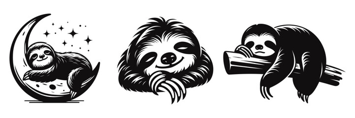 Sloth sleeping, mascot logo, tee shirt design, vector illustration. - obrazy, fototapety, plakaty