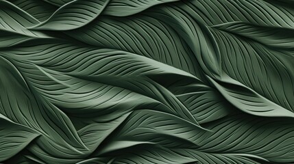  a close up of a green leafy wallpaper with a pattern of leaves on the side of the wall.