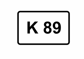 Illustration eines Kreisstraßenschildes der K 89 in Deutschland	