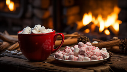 Christmas mood drinks tea warmth mood sensations buzz New Year atmosphere vibe. A mug of magic warmth marshmallows cocoa coffee