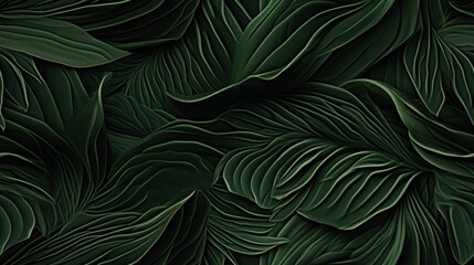  a close up of a green leafy wallpaper with lots of green leaves on the side of the wall.
