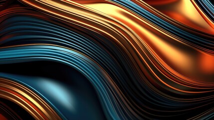 3d metallic silk wavy wave abstract wallpaper background ai generated