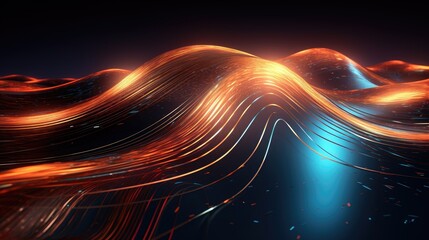 3d rendered light rays wavy abstract wallpaper data background ai generated