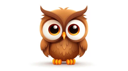 Foto op Canvas 3d cute owl character isolated on white background ai generated © stocker