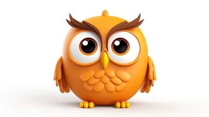 Stof per meter 3d cute owl character isolated on white background ai generated © stocker