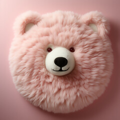 a small tufted rug in the shape of a flat polar bear's head on a light pink wall