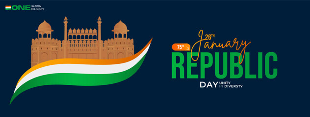 75th Indian Republic Day, 26 January Celebration Social Media Post, Web Benner, Status Wishes