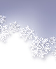 White and purple snow banner with beautiful snowflakes.