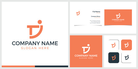  letters TJ or JT Logo Design Vector