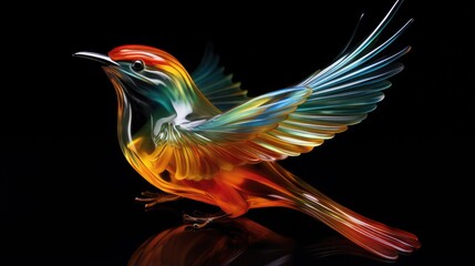 bird glass material nature luxury sparrow ai generated