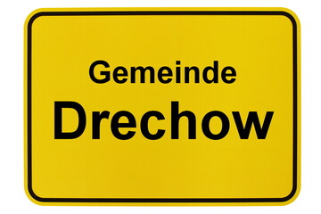 Illustration eines Ortsschildes der Gemeinde Drechow in Mecklenburg-Vorpommern