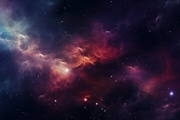 Vibrant space background with swirling nebulae, stars, and a cosmic expanse for text