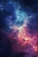 Naklejka premium Vibrant space background with swirling nebulae, stars, and a cosmic expanse for text