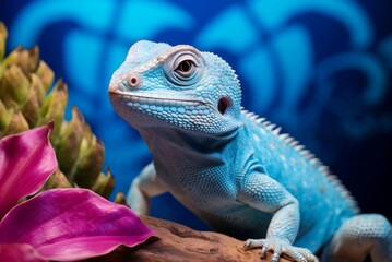 Vibrant Exotic lizard portrait. Dragon animal. Generate Ai