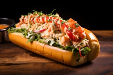 Lobster roll. Bun fresh lunch. Generate Ai