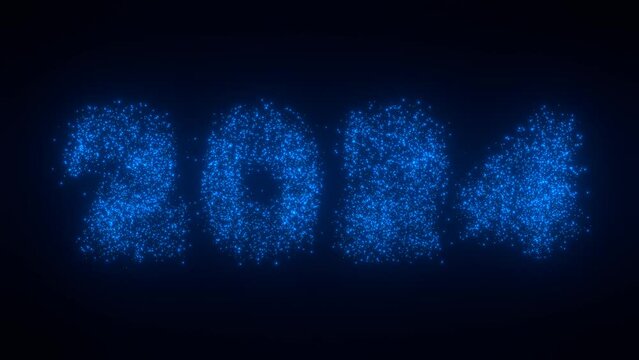 2024 blau funkelnde glitzernde Jahreszahl, exklusiv, leuchtend, Silvester, Jahreswechsel, Kalender, Neujahr, Datum, Feuerwerk
