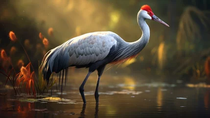 Foto op Plexiglas The Sarus crane is the world's tallest flying bird. Wildlife in its natural environment. © Zahid