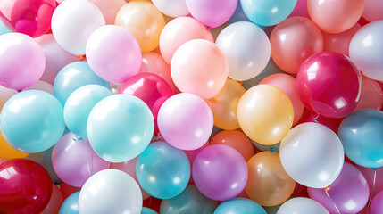 Fototapeta na wymiar colorful party balloons background, generative ai