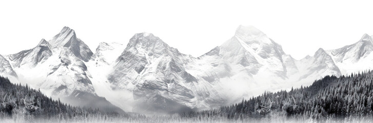 Breathtaking panorama of towering, majestic mountain summits, cut out - obrazy, fototapety, plakaty