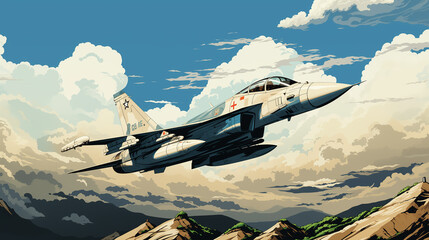 Illustration Of A Fighter Jet In Action 