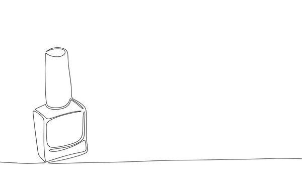 recommend clip art: Nail polish bottle one line continuous banner. Line art nail polish line art. Hand drawn vector art.