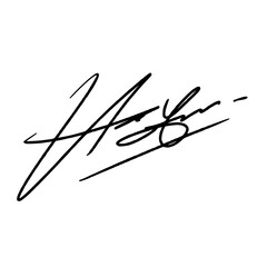 Letter H signature ideas for documents. Vector image with black writing and transparent background.